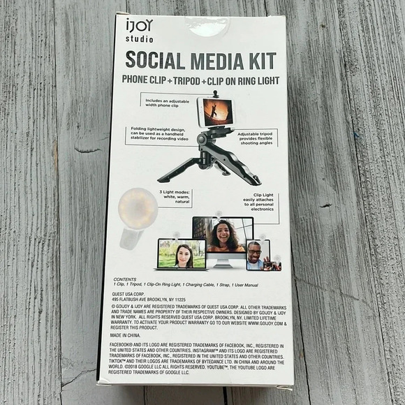 iJOY NWT Social Media Kit (Phone Clip + Tripod + Clip on Ring Light) - Picture 2 of 2